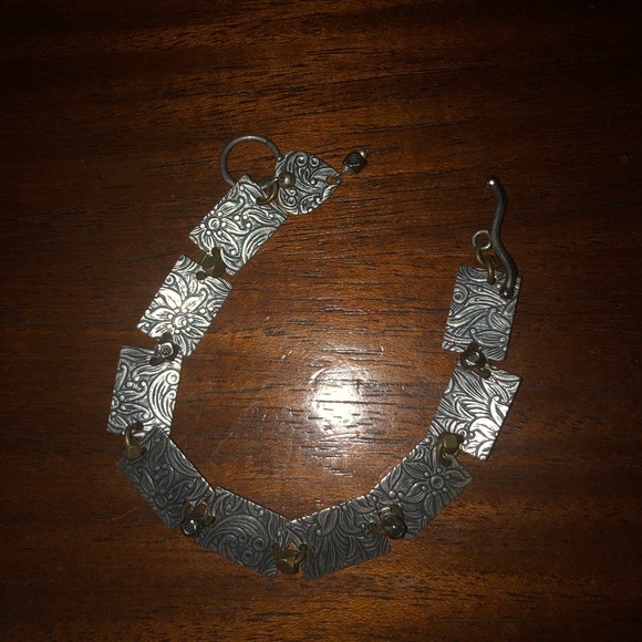 Floral Patterned Silver & Brass Bracelet- 148A $35 or $30 w/offer - Picture 3 of 6